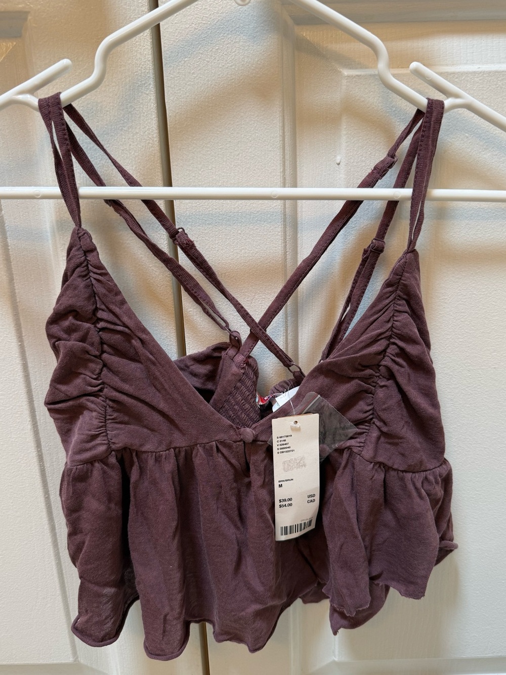 Urban Outfitters Mauve Ruched Peplum Crop Cami